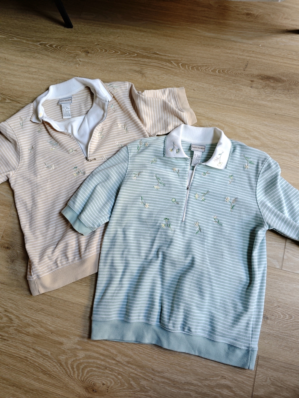 Two new-old stock Vintage Napa Villey  Soft Striped Polo Tops